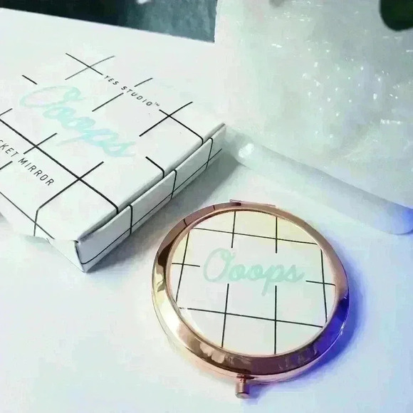 Yes Studio YS White with Rose Gold Tone Pocket Mirror - Picture 5 of 13